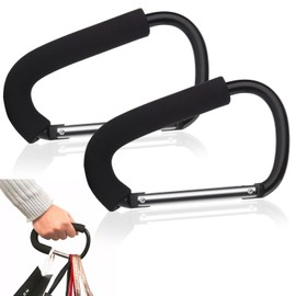 Demarsen Pack of 2 Pram Carabiners, Black Mummy Clip, Large, Aluminium Carabiner, Large for Prams, Shopping Bags, Storage Bags, Umbrellas, Handbags