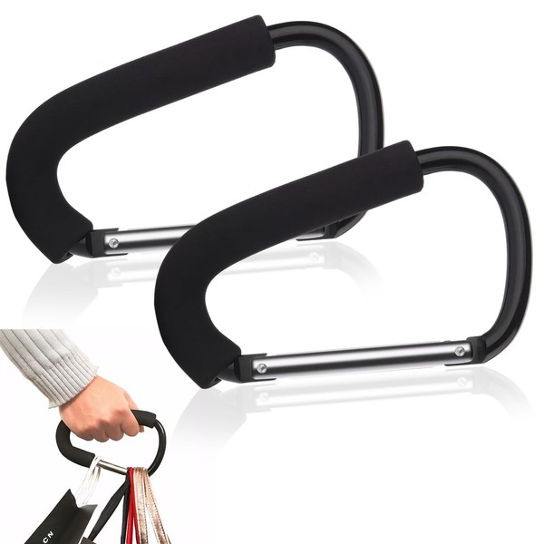 Demarsen Pack of 2 Pram Carabiners, Black Mummy Clip, Large,