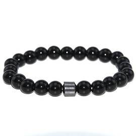 HZHRony Balck Obsidian Bracelet for Men Women Natural Crystal Stone Bracelets Gemstone Beaded Bracelet 8mm