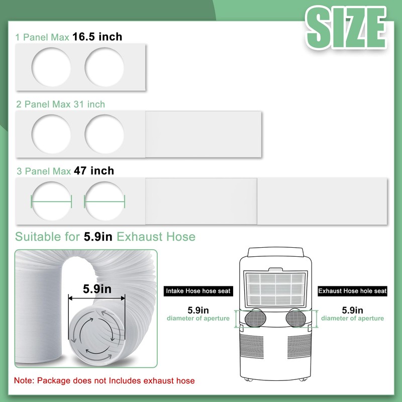 Memrita Dual Hose Portable Air Conditioner Window Seal Kit, 5.9"