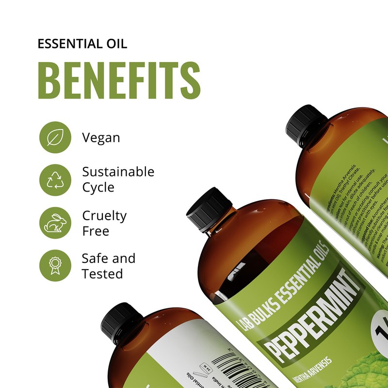 Lab Bulks Essential Oil Peppermint Essential Oil, 16 oz Bottle