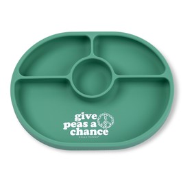 Bella Tunno Wonder Baby Plates – Silicone Suction Plates for Baby, Toddler, & Kids, Great for Baby Led Weaning, BPA Free, Kid and Baby Must Haves, 4 Sections (Give Peas a Chance)
