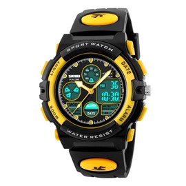errcom Children's Watch Boys Girls Digital Watches, Kids Sports 5 ATM Waterproof Digital Watches with Alarm/Timer/EL Light, Blue Children's Watches Outdoor Watch for Teenagers Boys Girls, yellow,