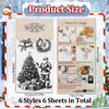 WANDIC 6 Sheets Rub On Transfer Sticker, Black&White Theme Christmas