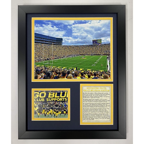 University of Michigan "The Big House" Stadium Collectible | Framed Photo Collage Wall Art Decor - 12"x15" | Legends Never Die