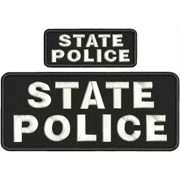 STATE POLICE EMBROIDERY PATCH 4X10 AND 2X5 HOOK ON BACK