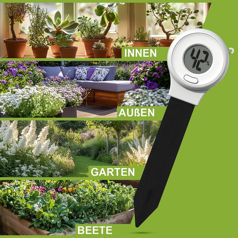 Royal Gardineer Bodenfeuchtemessgeräte: 6er-Set Digitale Boden-Feuchtigkeitsmessgeräte für Pflanzen, LCD (LCD-Bodenfeuchtigkeits-Messer,