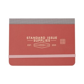 DesignWorks Ink Standard Issue Pocket Journal – Small Grid Notebook for Writing, Drawing & Journaling – 128 Pages, Elastic Closure, Lay-Flat Design, 4.17" x 5.82" – Rosewood & Blush