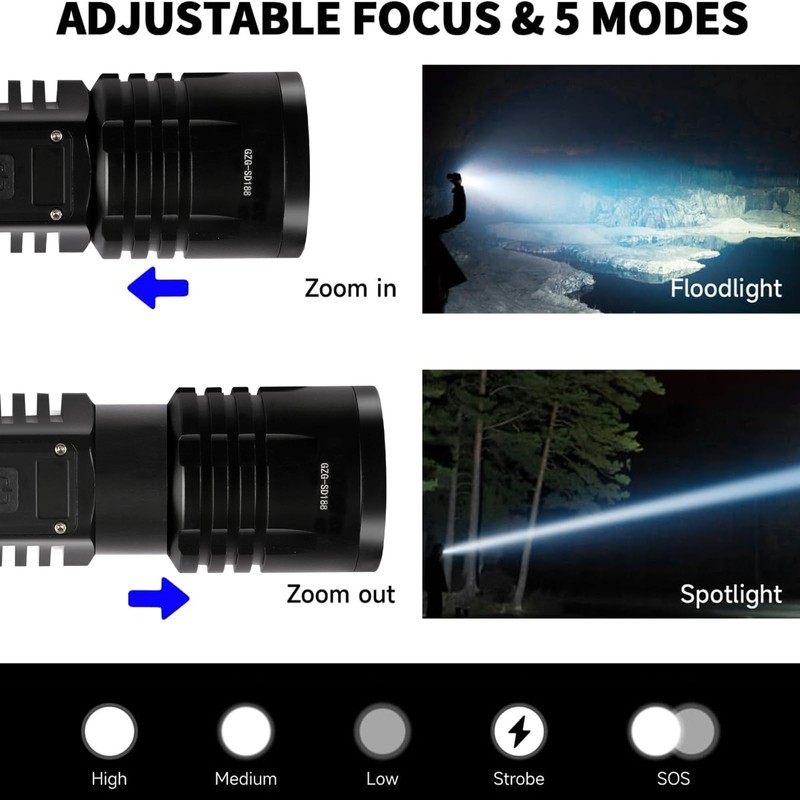 Rechargeable LED Flashlights 10000.00 High Lumens,𝟐𝟎𝟐𝟓 𝐍𝐞𝐰 High Powered Waterproof