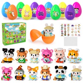 Yerloa 12 Pack Micro Mini Building Block Sets, Party Favors Building Set for Kids 6-12, Cute Animal Building Blocks with DIY Stickers, Birthday Gifts for Adult Teens,Students Classroom Exchange