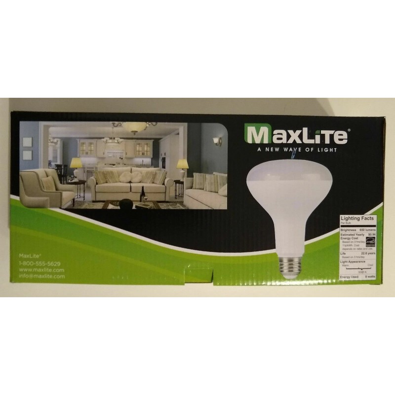 MAXLITE LED DIMMABLE LIGHT BULBS 8W 65W EQUIV. BOX OF