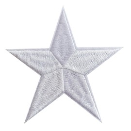 Zlettery 5pcs White Star Iron on Patches, Star Patches Embroidered Applique for Clothing, Jackets, Hats,Backpacks, Jeans (3.2 inches)