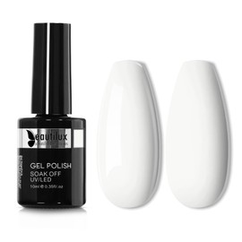 beautilux White Gel Nail Polish, 1Pcs White Color Gel Polish High Gloss Soak Off UV Nail Art Gel Manicure Salon at Home for Women (10ML)