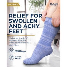 Pembrook Light Compression Socks for Women & Men - 3 Pairs | Compression Socks for Travel and Flight | Compression Socks Women | Blue, Teal, Coral (Space Dye)