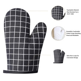 Win Change Oven Mitts and Potholders BBQ Gloves-Oven Mitts and Pot Holders with Recycled Infill Silicone Non-Slip Cooking Gloves for Cooking Baking Grilling (4-Piece Set,Black)