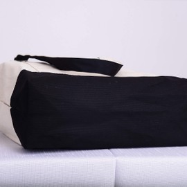 Reusable Heavy Canvas Zippered Tote Bags Two Tone Carry -All w/Zipper Front Pocket for Beach, Pool Visits, Shopping, Travel (6, Black)