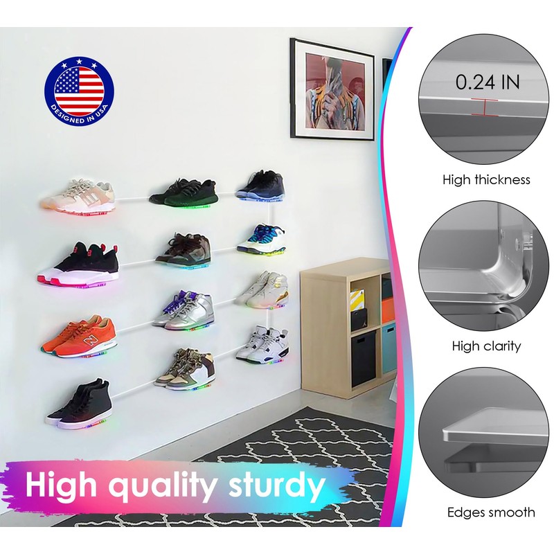OAPRIRE LED Acrylic Floating Shoe Display 6-Pack | Remote &
