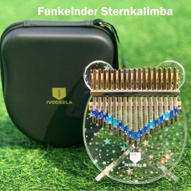 Kalimba 17 Keys Thumb Piano, Transparent Marimba Acrylic Finger Piano with EVA Carry Bag, Tuning Hammer, Instruction Manual and Stand, Musical Kalimba for Children, Adults, Beginners