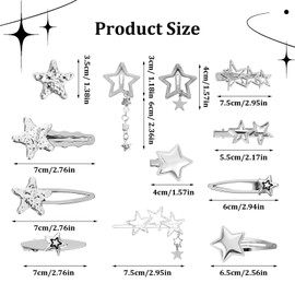 20pcs Y2k Hair Accessories,Non Slip Star Clips,Silver Hair Clips for Women Styling,Zinc Alloy Snap Hair Clips for Thick Thin Hair