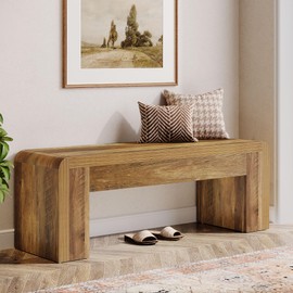 Tribesigns 47" Long Entryway Bench, Large Engineered Wood Shoe Bench with Heavy-Duty Legs, Farmhouse End of Bed Bench for Bedroom, Entryway, Hallway, Living Room, Easy Assembly, Brown