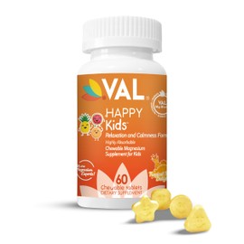 VAL Magnesium for Kids | High-Absorption Magnesium for Calm, Relaxation & Focus | Mg Glycinate, Citrate & Taurate | with Vitamin B6, D & C | Sugar-Free, Non-GMO | 60 Chewable Tablets