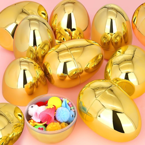 LEASEN 12 Pcs Jumbo Gold Easter Eggs, 6 Inch Metallic