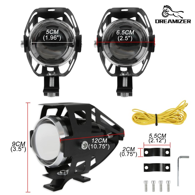 DREAMIZER Motorcycle headlight, U5 LED fog light, headlight, DRL, universal