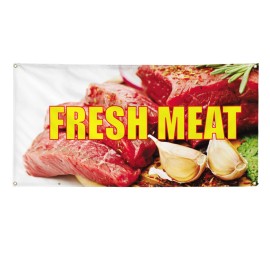 genetic/unbranded Vinyl Banner Multiple Sizes Fresh Meat Outdoor Advertising Printing B Outdoor - 60x144inches