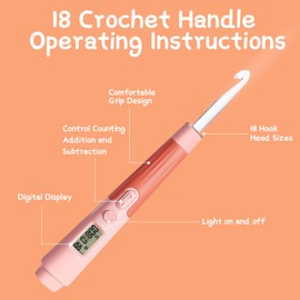 Transplant 18 in 1 LED Crochet Hook Set with Counter Pink Plastic for Crochet Beginners and Enthusiasts