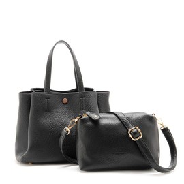FIRANO A402168 Women's Arno Label 3 Room 2-Way Tote Bag with Mini Bag, Black