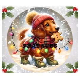 Unbranded 20oz Sublimation Tumbler Wrap Dachshund Gingy Ready To Press Heat Transfer