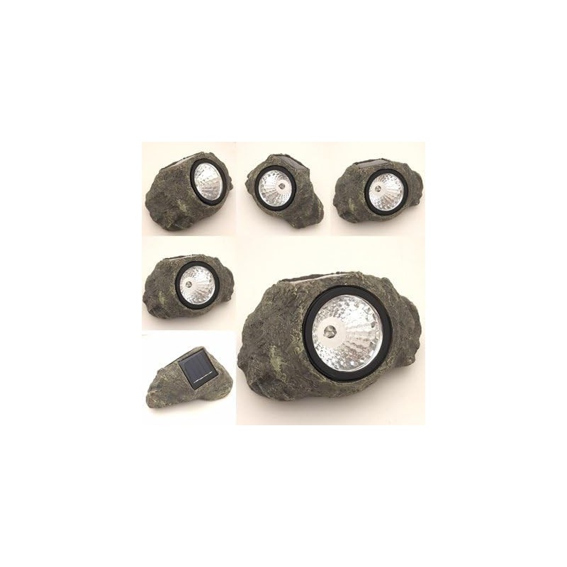 Solar Powered Rock Landscaping Spot 3-LED Light Garden Outdoor Stone