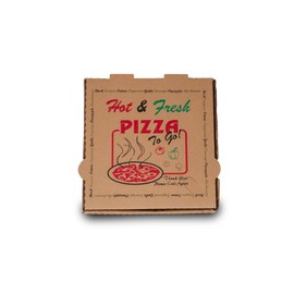 DHG PROFESSIONAL 50 Pack Pizza Box 4 Color Print Hot & Fresh Pizza Brown Color (10" x 10")