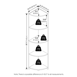 Furinno Econ 4-Tier Corner Shelf Bookcase, Bookshelf, Amber Pine