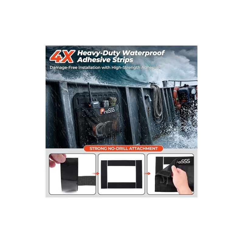 Self-Adhesive Storage Mesh Bag for Boats - Waterproof Organizer