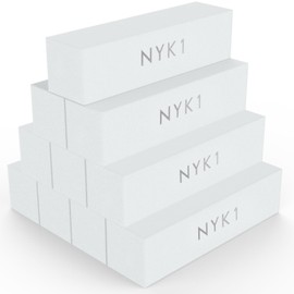 White Nail Buffer Sanding Block - (Pack of 10) NYK1 Professional Salon Quality Grit Nail Buffer File for Sanding, Filing Natural, or Acrylic Gel Nails