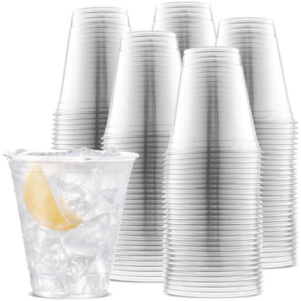 Durameg 100 Pack 12 oz Clear Plastic Cups – Disposable