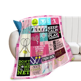 Tennis Blanket Gift for Girls Women Ultra Soft Cozy Fleece Tennis Sport Theme Throw Blankets Fuzzy Plush Bedding Tennis Player Blanket for Bed Kids Adults 50"x40"