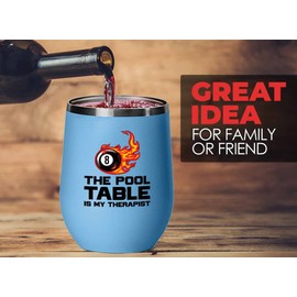 Billiards Player Blue Wine Tumbler 12oz - pool table therapist - Pool Player Gifts for Men Pool Cue Billiard Gift Pool Gift for Dad