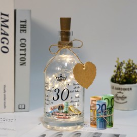 O-Kinee Led Flaschenlicht mit Spruch, Beleuchtete Flaschen, Geschenk 30 Geburtstag Mann und Frau, Geldgeschenke Geburtstag, Led Flaschenlicht 30. Geburtstag mit Korken, Flaschenpost, Geschenk fr Weihnachten