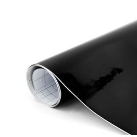 IlMondoMall Roof Film Wrapping Sheet Glossy Black Gloss Black (200x35cm, Black)