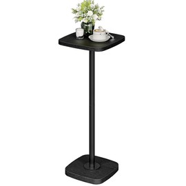CHOEZON Small Side Table, Drink Table for Small Spaces, Square Martini Table with Pedestal, for Living Room, Bedroom, Black TBZ24BB