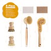 DEBETOOL 6-Piece Bamboo Dish Brush Set with Coconut Sponge |