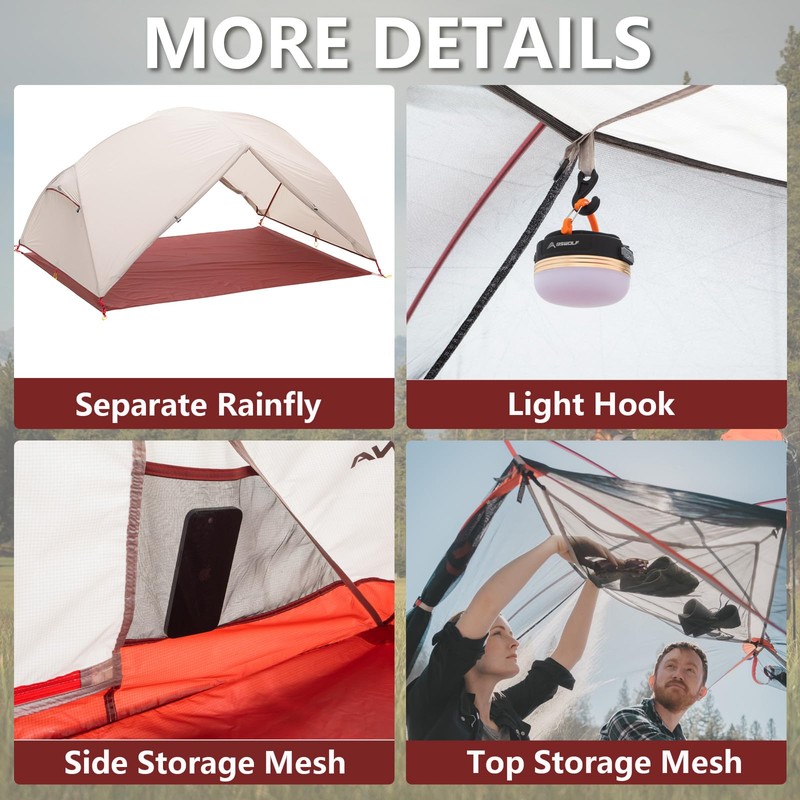 BISINNA Backpacking 2 Person Tent Lightweight 3 Season Camping Tent