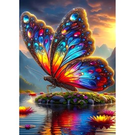 DPHERO DIY Butterfly Diamond Painting Kits for Adults,5D Fantasy Diamond Art Kits for Beginners,Round Full Drill Sunset Diamond Painting Art,DIY Painting by Numbers Diamond Art Painting 12x16 inch