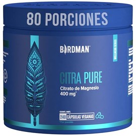 Birdman Citrato de Magnesio 400 mg | Sin Aditivos, Sin Sabor | Cápsula Vegana | Suplemento de Magnesio | 80 Porciones | 240 Cápsulas
