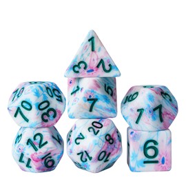 HDdais DND Dice Set, 7PCS Polyhedral Dice Set for Dungeons and Dragons, D&D Dice with Pink Flower Pattern for Role Playing Game and Tabletop Games