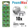 Electronics PoundMax 10 x AG13 LR44 1.5 V Alkaline Button