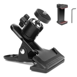 Hemmotop CH-1 Clip, Strong Mount with Smartphone Holder, Max Load 2.2 lbs (1 kg), Smartphone Clip Mount, 360° Rotation, Can Be Sandwiched Anywhere, for Single Lens Ref, Camera Fixed