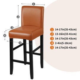 YISUN PU Bar Stool Covers Set of 2/4, Stretch Removable Barstools Covers, Waterproof Counter High Leg Low Back Chair Covers for Cafe Dining Room